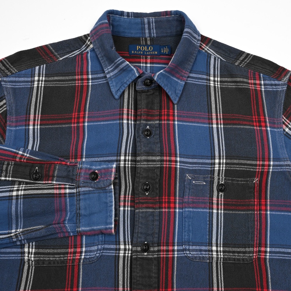 Polo Ralph Lauren Men's Plaid Flannel Work Shirt Preppy Large Long Sleeve Chore